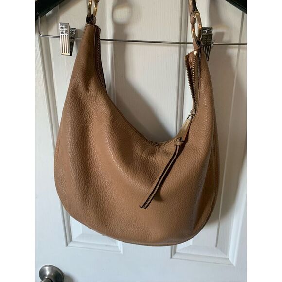 Michael Kors Rhea zip Shoulder Bag 100% leather in Suntan beige tan hobo - Picture 4 of 8